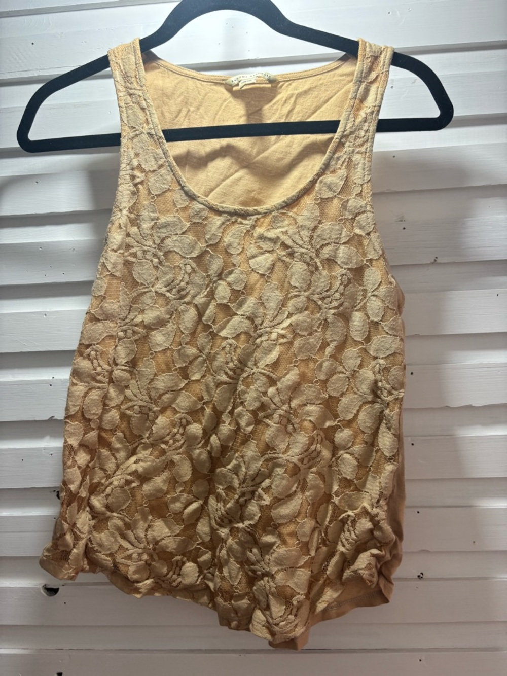 Banana Republic tan Lace Overlay Tank Top